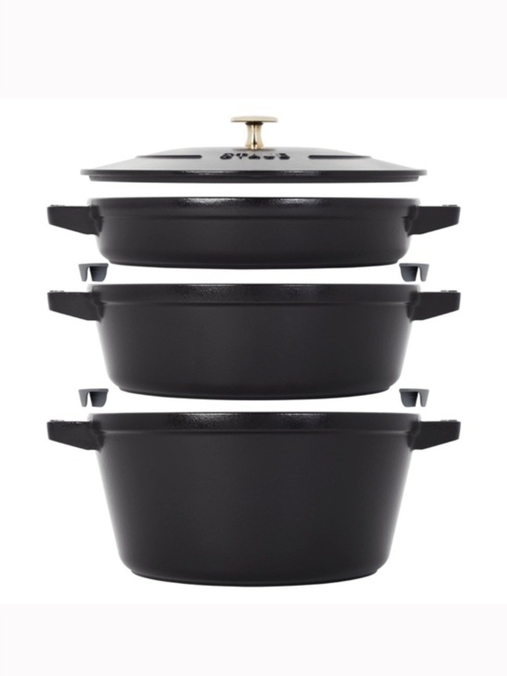 STAUB Stackable 4-Piece Cast Iron Set - Black New in Box